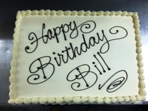 Chef  Jen made Bill a birthday cake like Max's, just not in the shape of a bone. Well that makes sense.